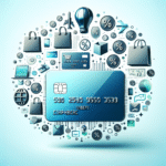 A sleek and modern image of a credit card surrounded by icons representing rewards like shopping bags, percentage symbols, and travel.